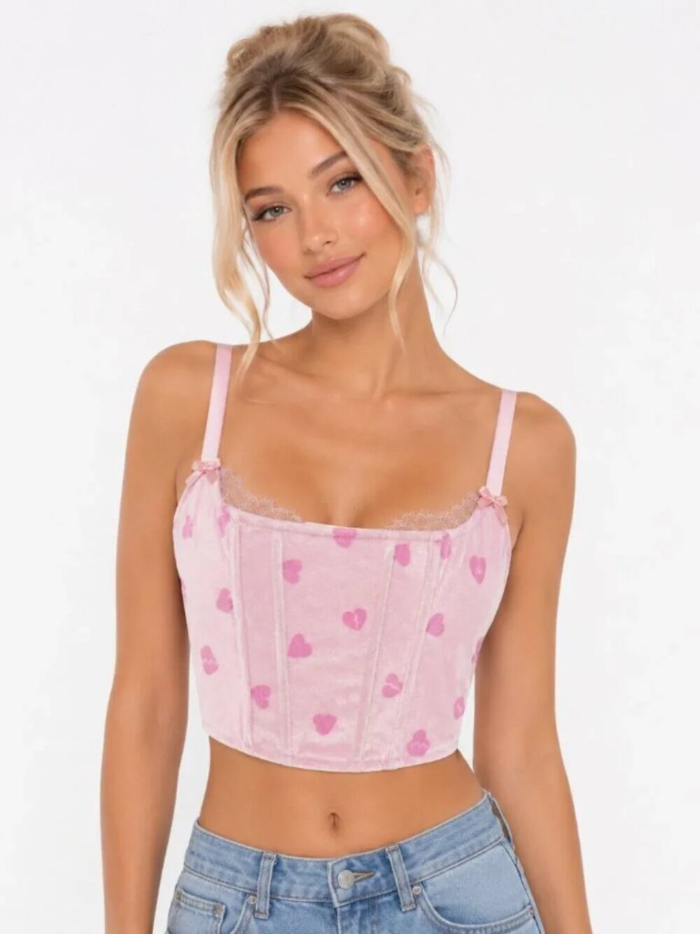 SKIMS Velvet Lace Cropped Corset Heart Breaker L